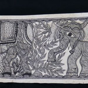 Elephants in Jungle Madhubani Painting