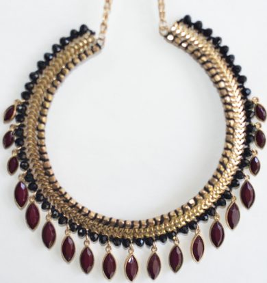 Choker Necklace with Maroon Beads