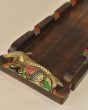 Wooden Tray with Metal Dolphin Handles