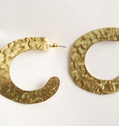 C-Shaped Hand Hammered Golden Earring